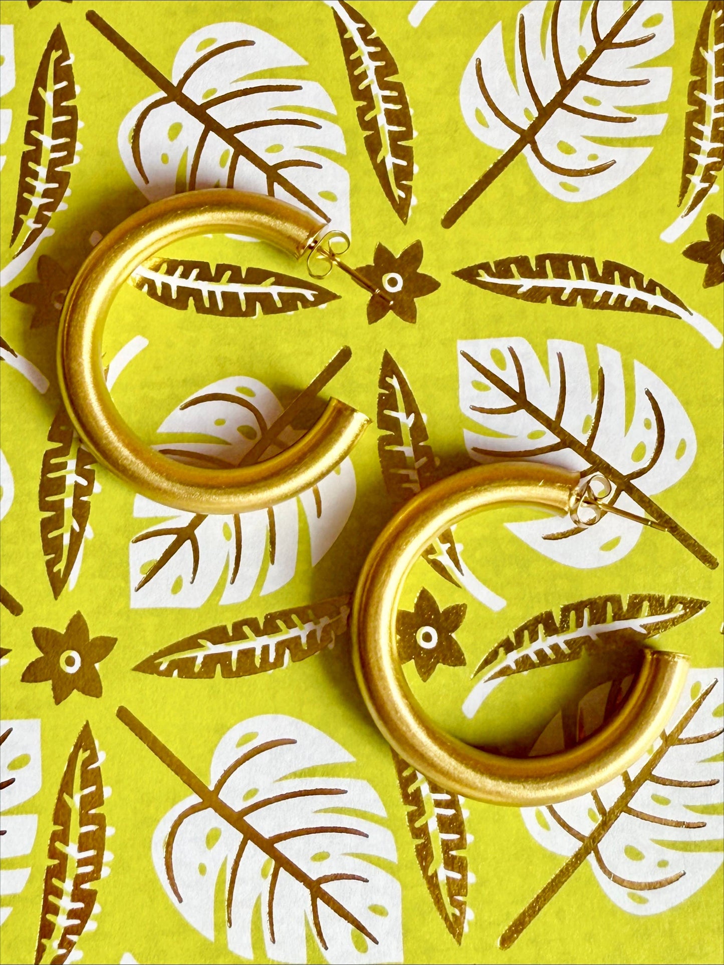 Brushed Gold Hoops