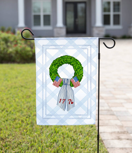 Patriotic Garden Flag - Traditional Wreath