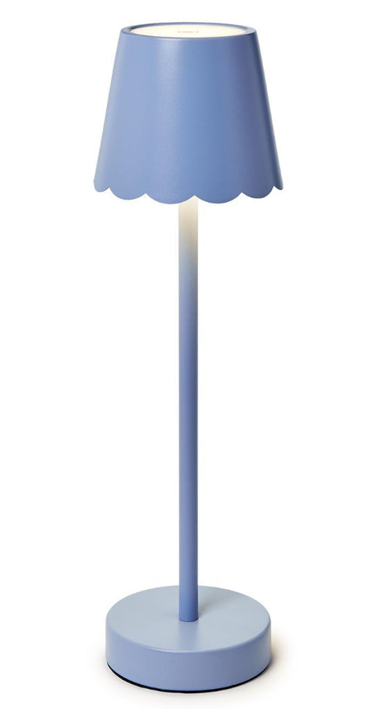 Blue LED Portable Cordless Table Lamp with Scalloped Edge Shade in Gift Box