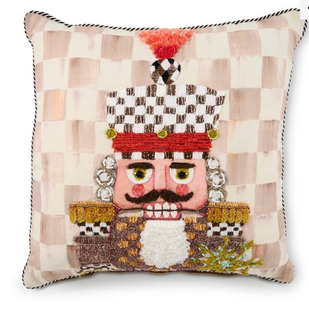 Mocha Check Nutcracker Throw Pillow