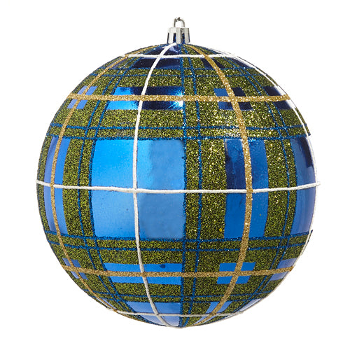 6” blue glitter ball ornament