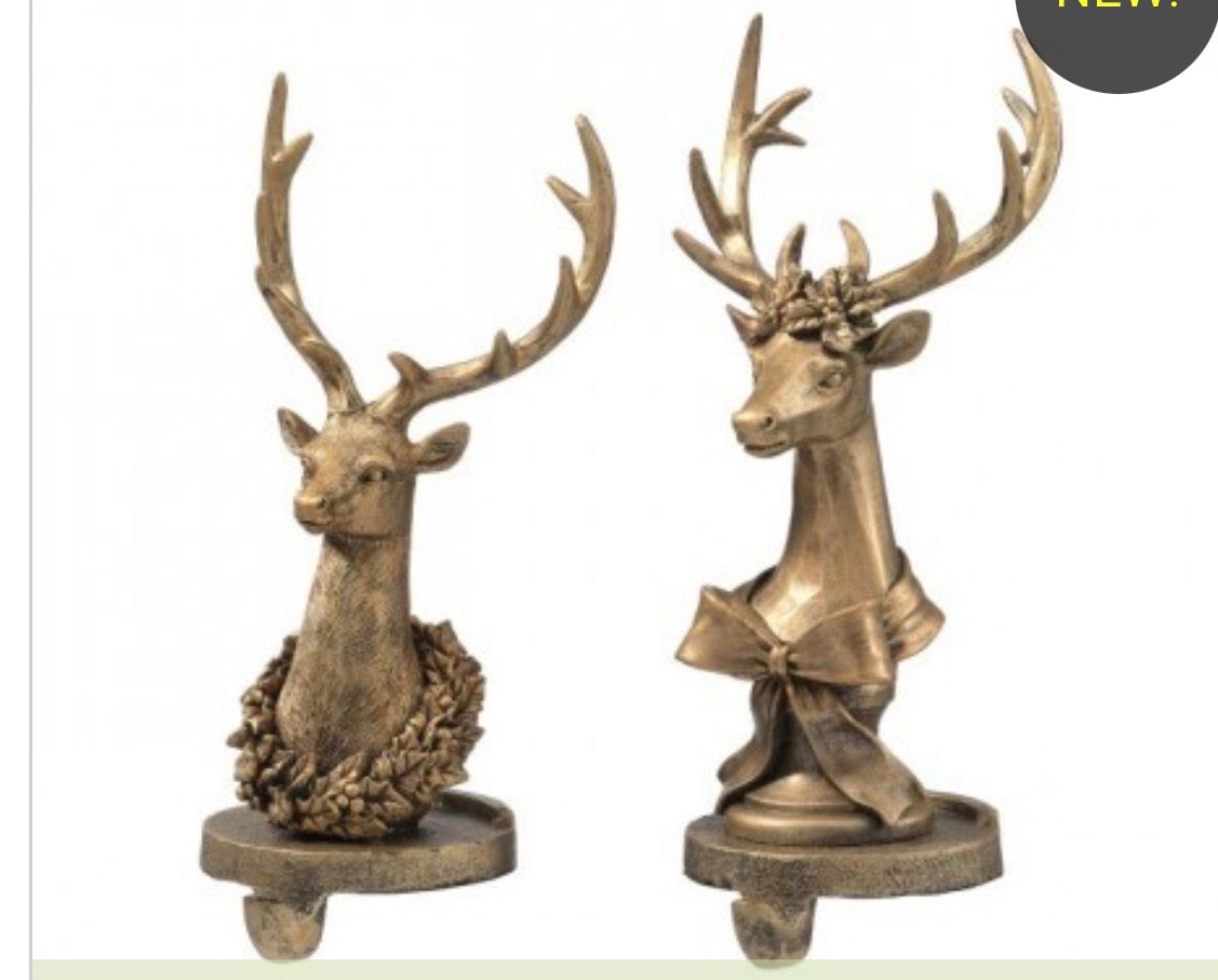 9” Bronze Look Deer Stocking Holder