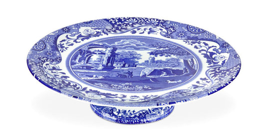 Blue Italian Footed Cake Stand
