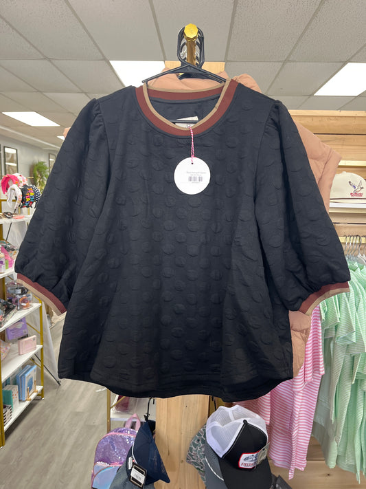 Black knit puff sleeve