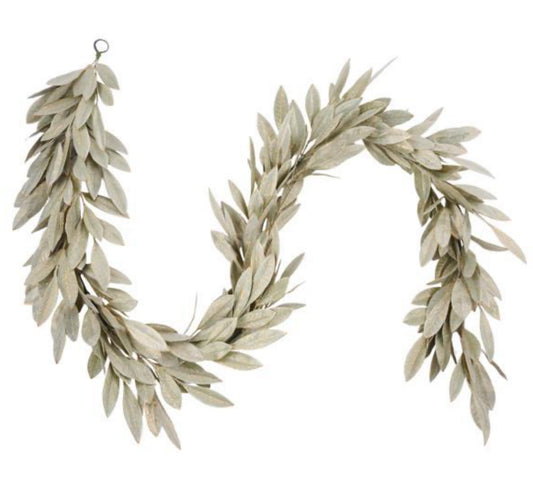 6'L BRUSHED BAY LEAF GARLAND SAGE GREEN/GOLD