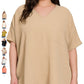 Plus Woven Airflow V-neck Dolman Short Sleeve Top