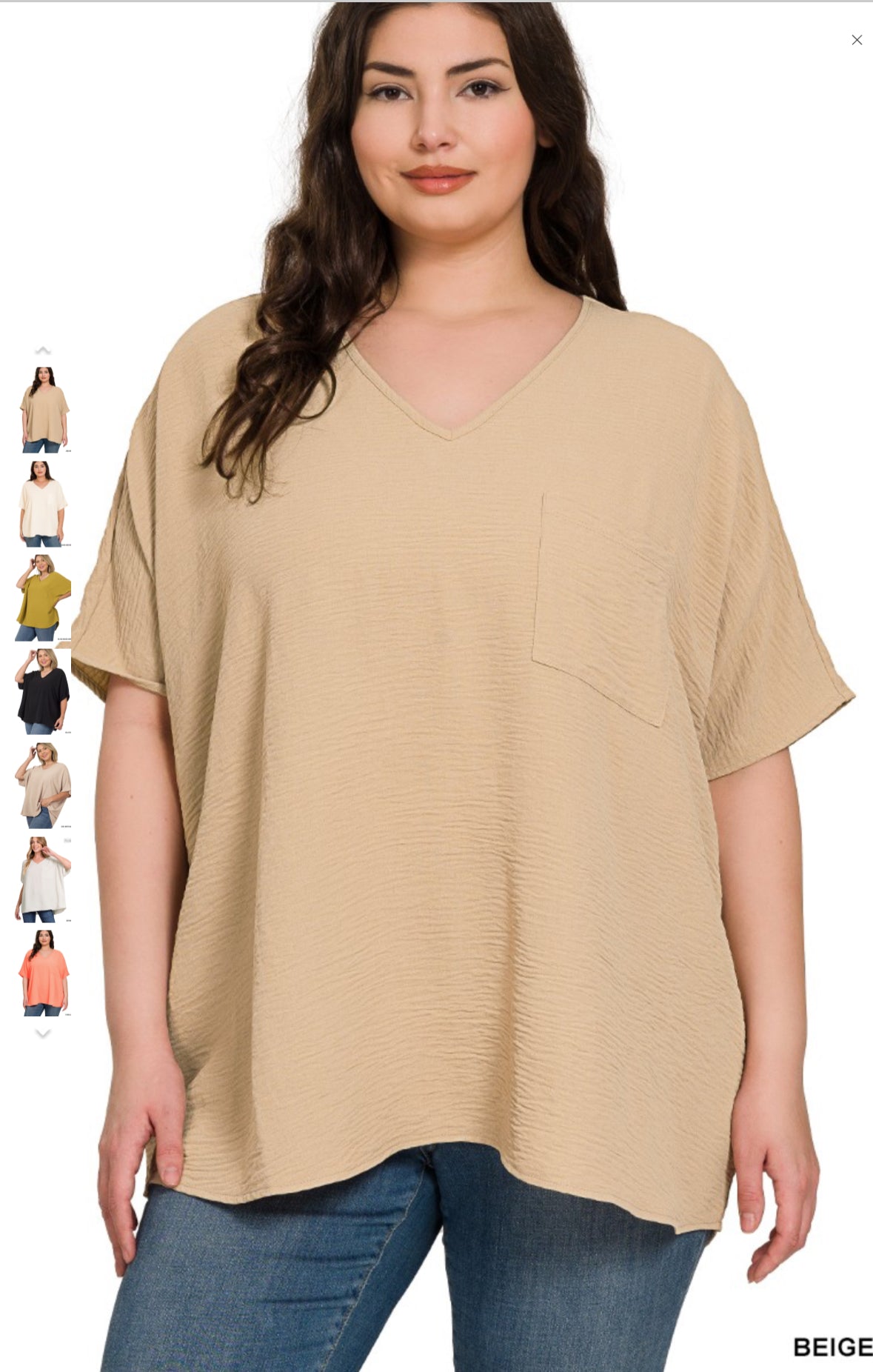 Plus Woven Airflow V-neck Dolman Short Sleeve Top
