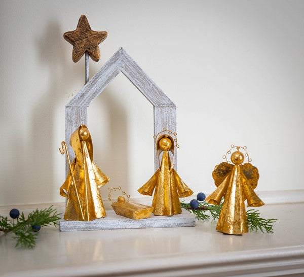 Set of 3 4” mini gold leafed holy family