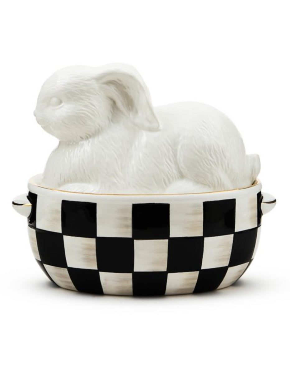 white rabbit ceramic lidded dish