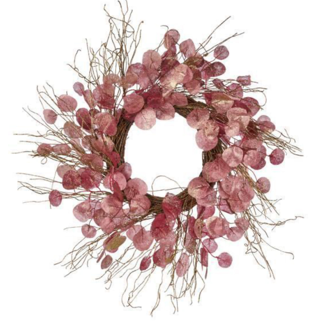 27" GLITTERED SEAGRAPE LEAF WREATH MAUVE/BURGUNDY/GOLD