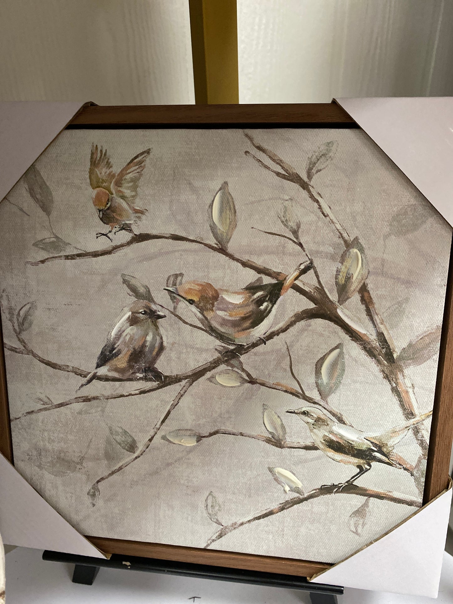 Framed Bird on Branch Canvas