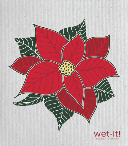 Blooming Poinsettia Swedish Dish Cloth