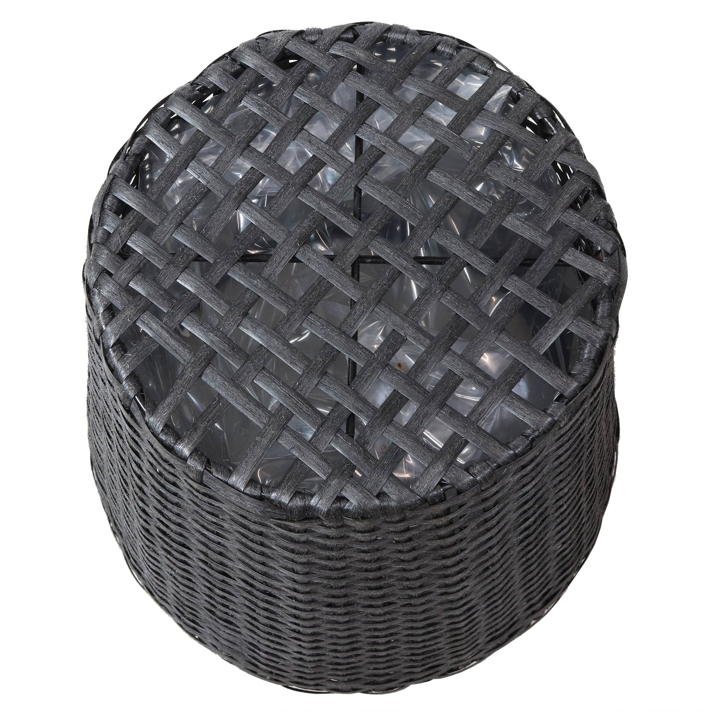 Round Polyrattan Indoor Planters - Black