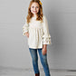 Kids Cream Ecru 3 Ruffle Sleeve Blouse Winter Shirt