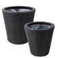 Round Polyrattan Indoor Planters - Black