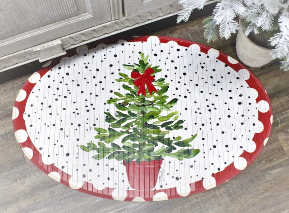 Tree Topiary 35x24" Oval Bamboo Mat