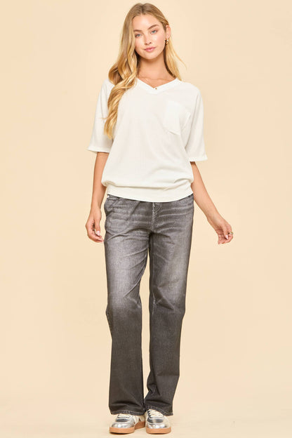 Two Tone Waffle Knit Top
