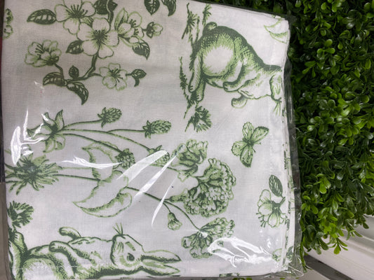 18x18 spring greens bunny toile napkin