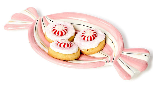 Peppermint Twist Candy Shape Tidbit Dish with Metallic Gold Accent