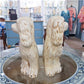 STAFFORDSHIRE DOGS W/ GOLD CHAIN-ANTIQUE CREAM -PAIR