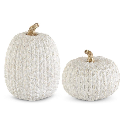 White &gold resin braided pumpkins