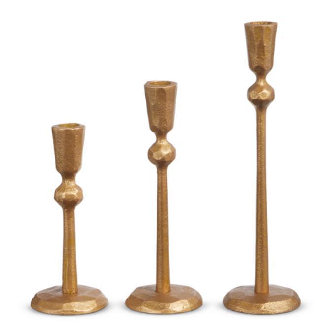 Hammered gold candlesticks