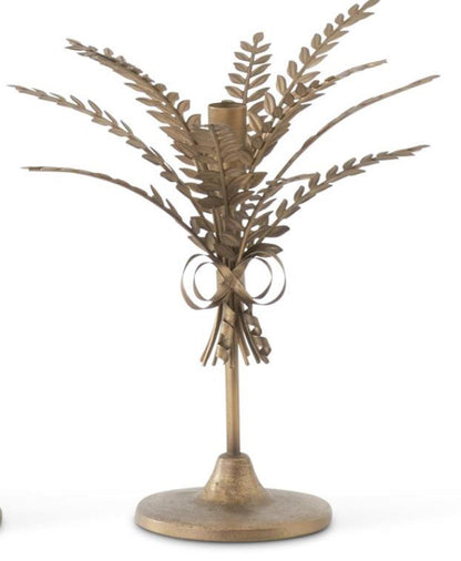 Antique Gold Metal Wheat Taper Candleholders