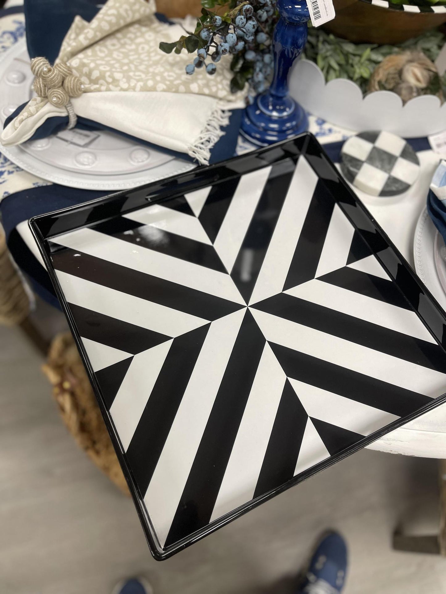 Black and white trays