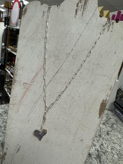 Paperclip heart chain with heart pendant