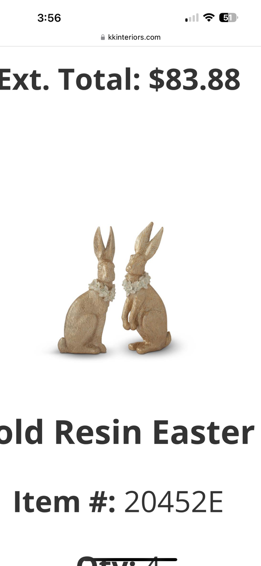 Gold Resin Easter Bunnies