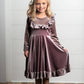 Kids Lavender Velvet Ruffle Winter Christmas Holiday Dress