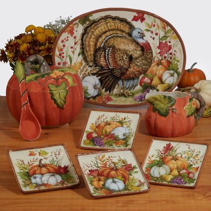 Harvest Blessings Fall Oval Turkey Platter 16in x 12in