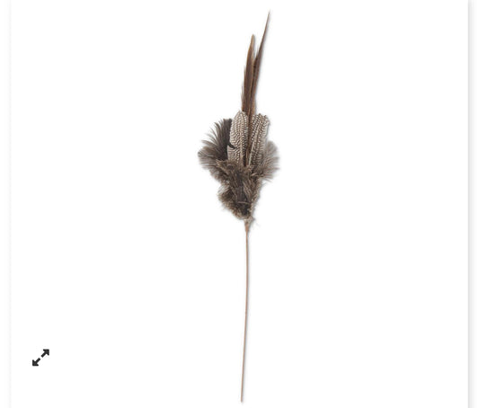 25 Inch Brown & White Speckled Feather Spray