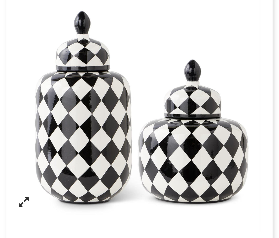 Black and White Ceramic Harlequin Design Canister