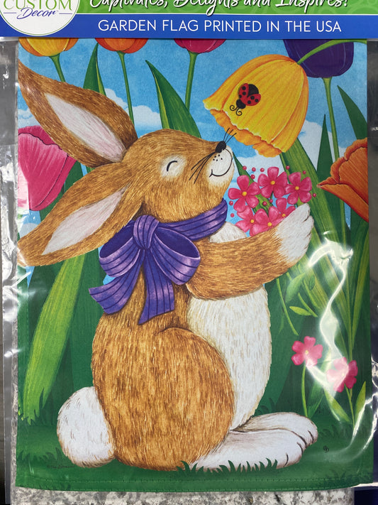 Tulip Bunnies Garden Flag