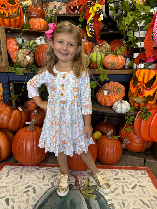 Pumpkin coquette girls dress