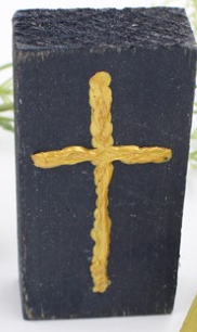 2x4 Wood Block With Hand Painted Cross