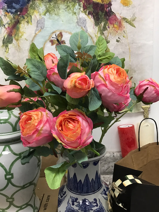 Garden rose spray pink/coral