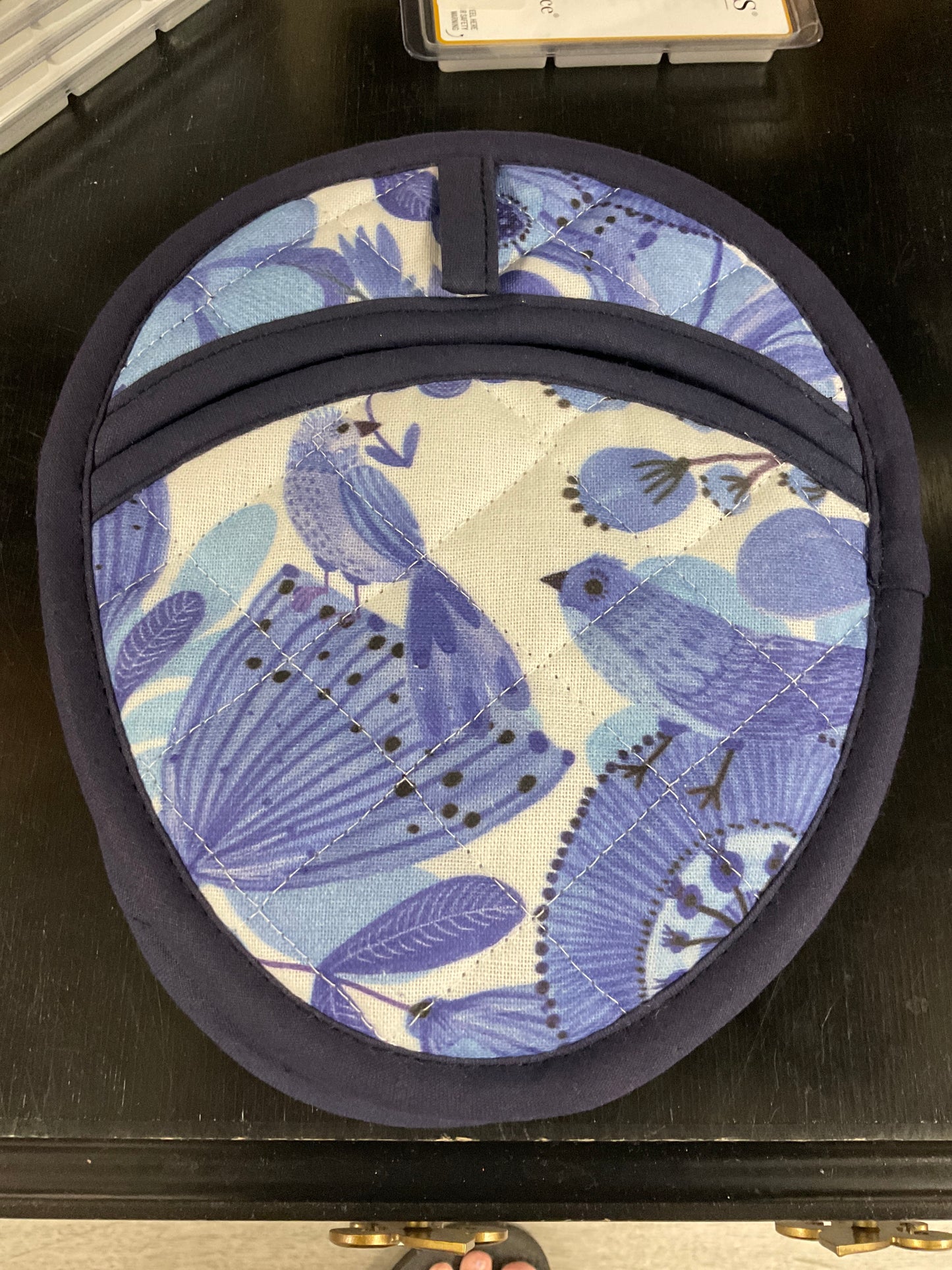 Blue bird pot holder
