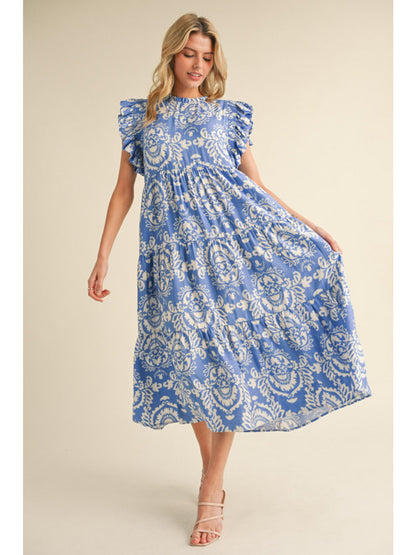Blue paisley print dress