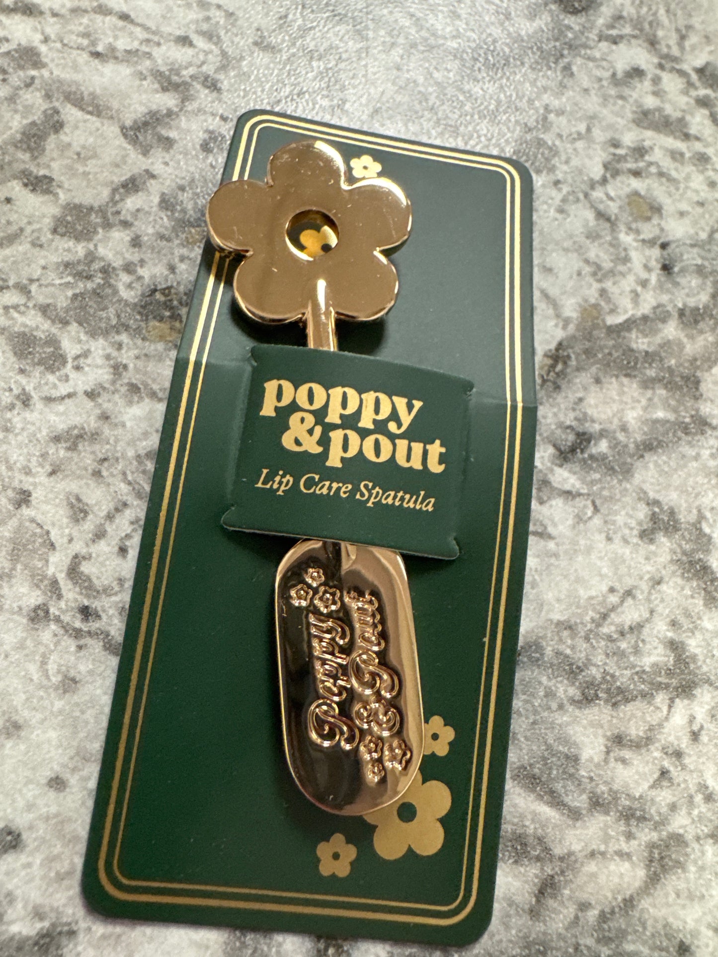 Lip care, spatula, gold daisy