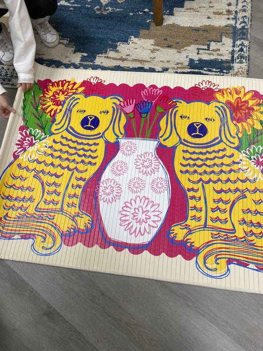 47x35 Bamboo Mat Staffy Dogs