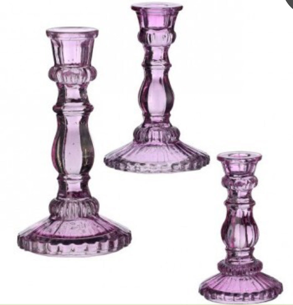 Vintage Pink Hobnail Candlesticks