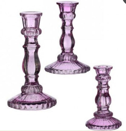 Vintage Pink Hobnail Candlesticks