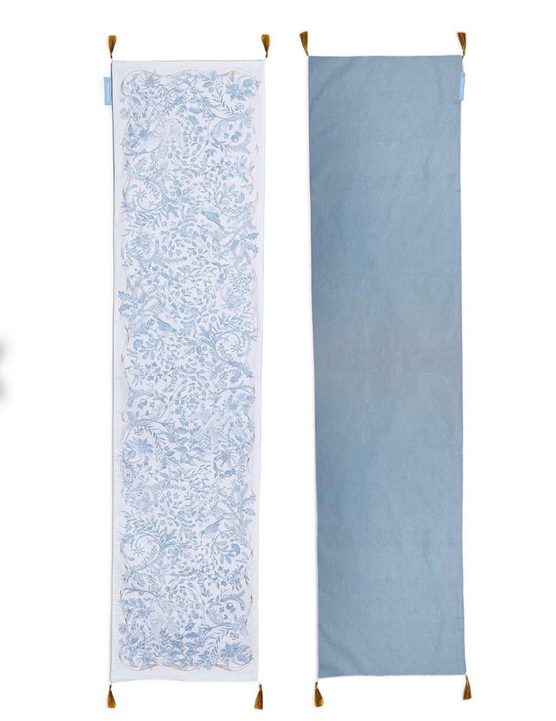 Gilded Cottage Double Sided Table Runner with Gold Tassel Accent