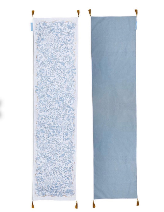 Gilded Cottage Double Sided Table Runner with Gold Tassel Accent