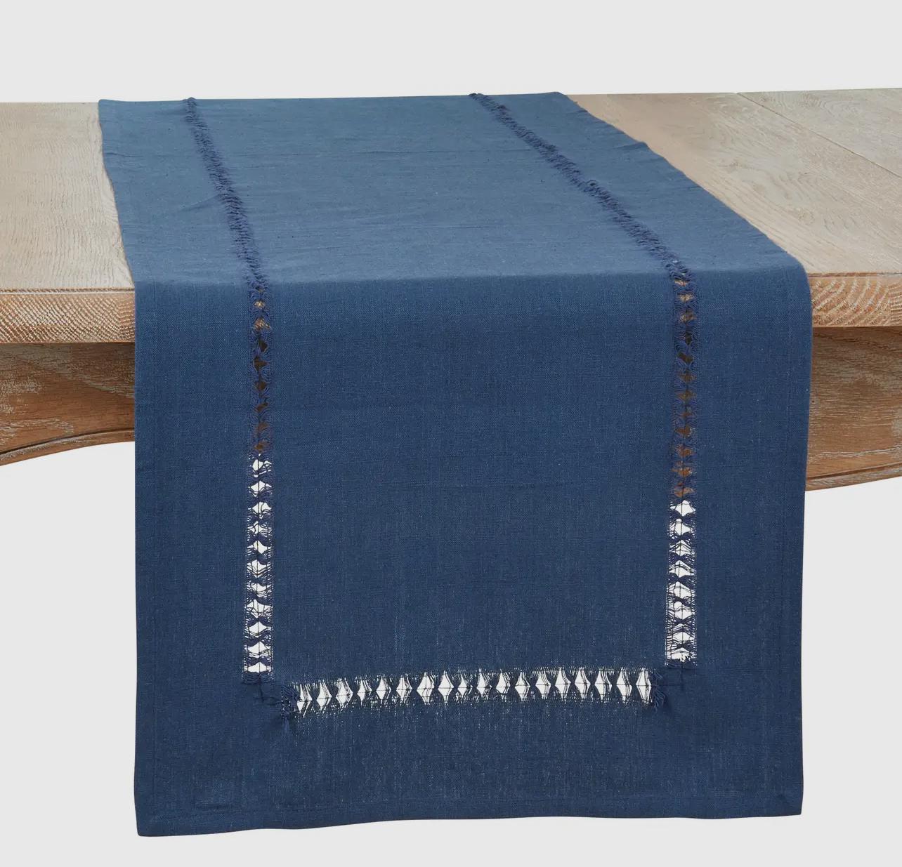 Navy Blue Hemstitch Runner