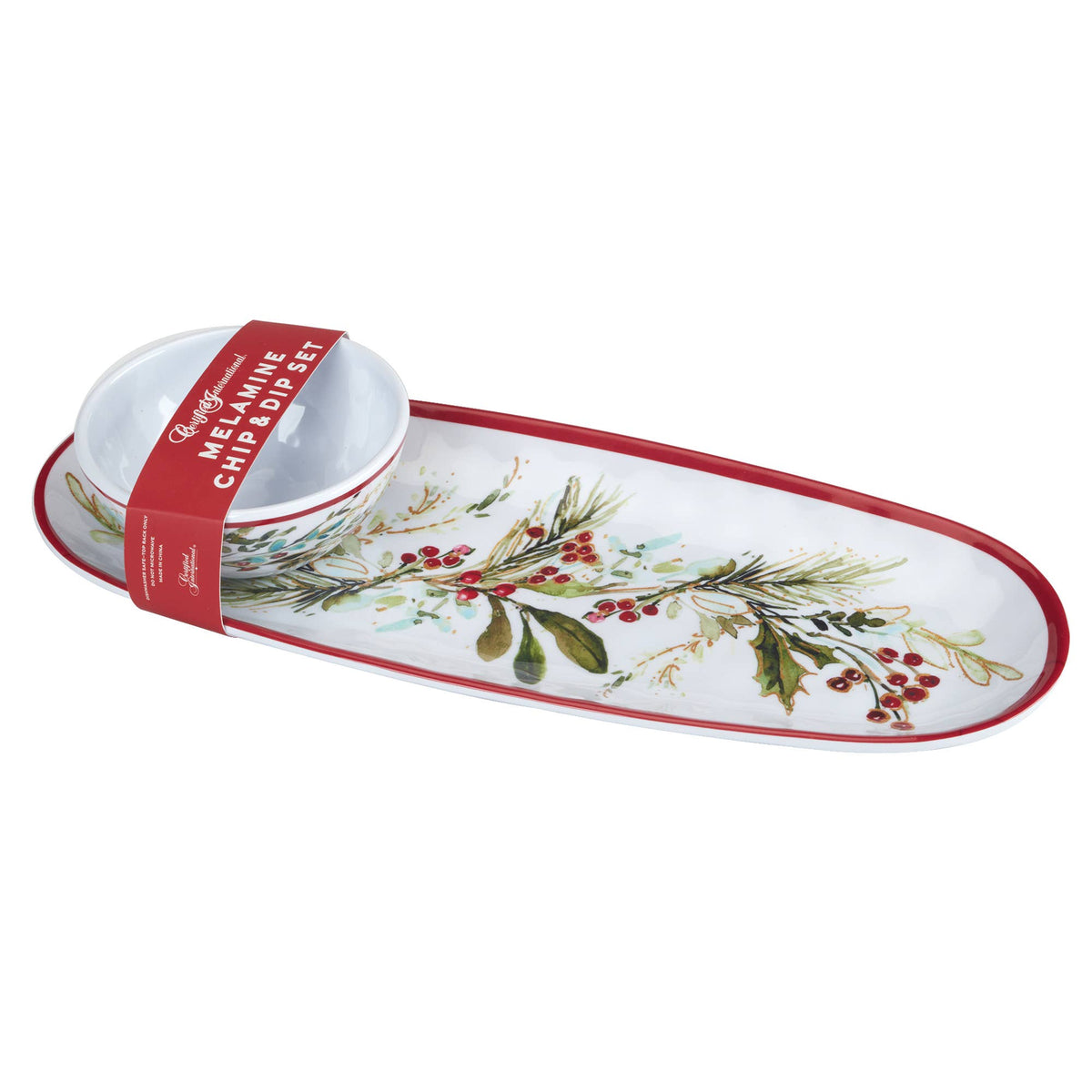 Christmas Gatherings Mel Oval Tray 15x6in w Dip Bwl 4.75x2in