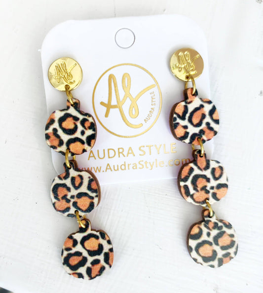 Fall Halloween Statement Earring Leopard Pumpkin Triple Earrings