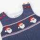Navy Blue Santa Smocked Overalls